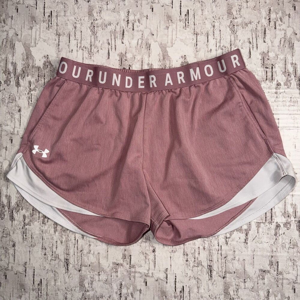 Under Armour Play Up 3.0 Shorts Large Loose Fit Pink Heather Pockets Heatgear